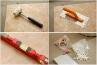 Резиновый молоток, зубчатый шпатель, уровень, пластиковые крестики - все это вам обязательно понадобится при укладке плитки